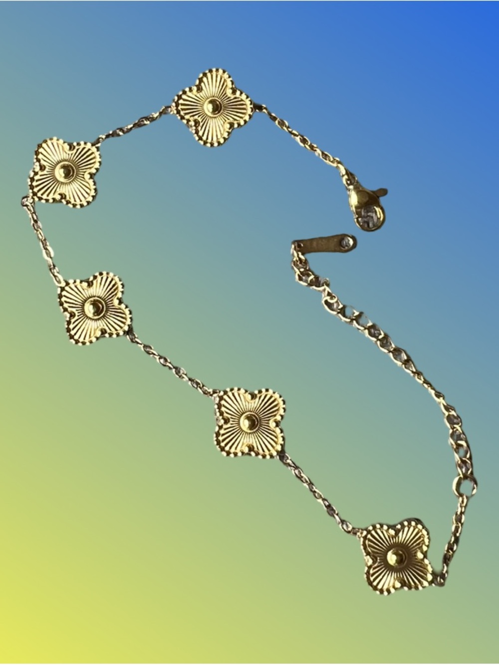 Clover Fashion Gold Toned Bracelet - Picture 2 of 6